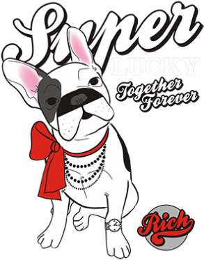 Lucky Together Forever Design With Foil - Jxmd Custom Cool Funny Dog Seated (415x415), Png Download