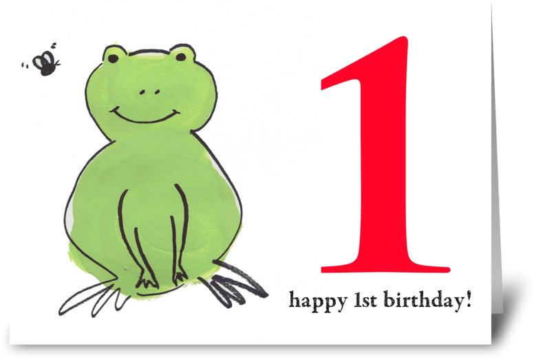 Frog Happy First Birthday Greeting Card - Greeting Card (848x698), Png Download