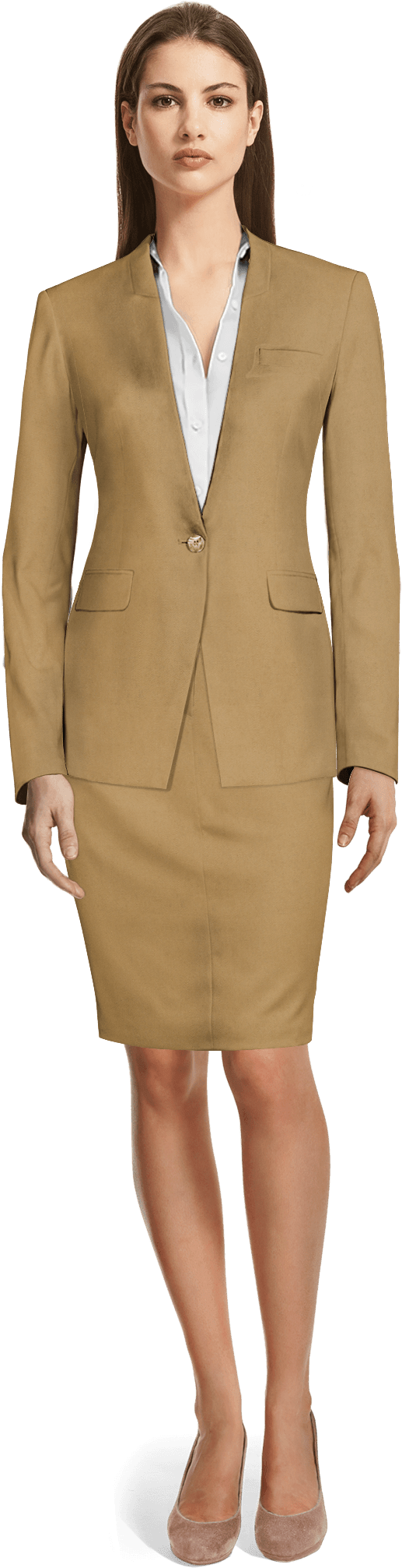 Custom Skirt Suits Business Pencil Tweed Skirt Suits - Sumissura Women's Grey Polyester Tuxedo, Tailored (655x2100), Png Download