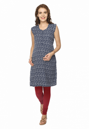 Geo Printed Feeding Kurta - Morph Maternity (300x432), Png Download