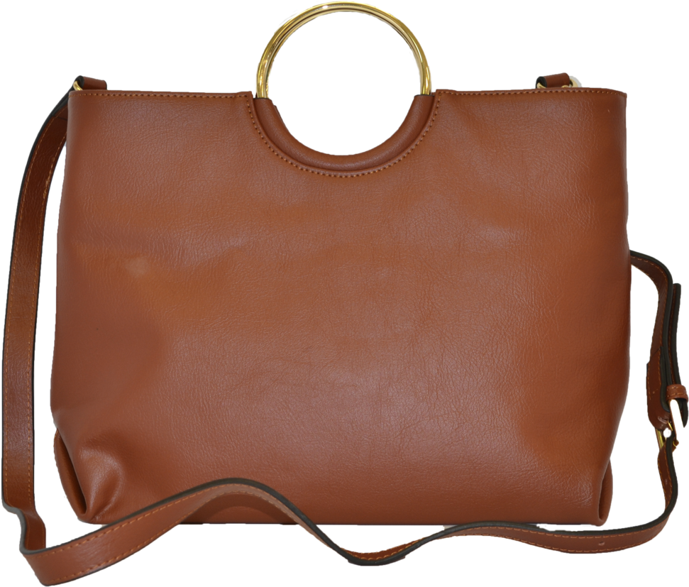 Millfield Tan Structured Leather Ring Handle Bag - Millfield (1024x1024), Png Download