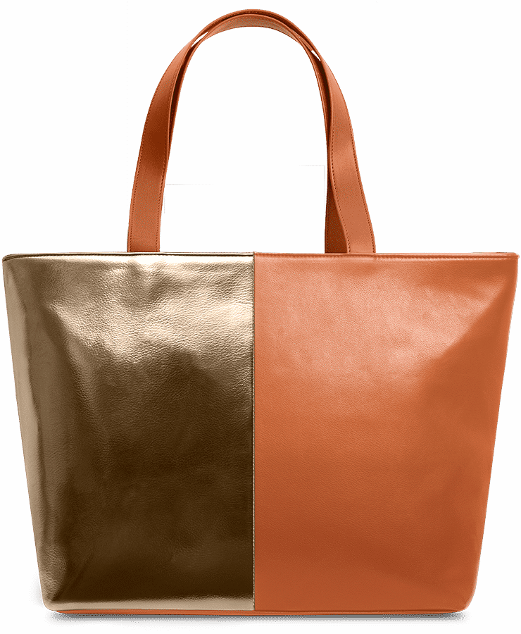Dailyobjects Gold Metallic Pu Faux Leather Fatty Tote - Tote Bag (740x900), Png Download