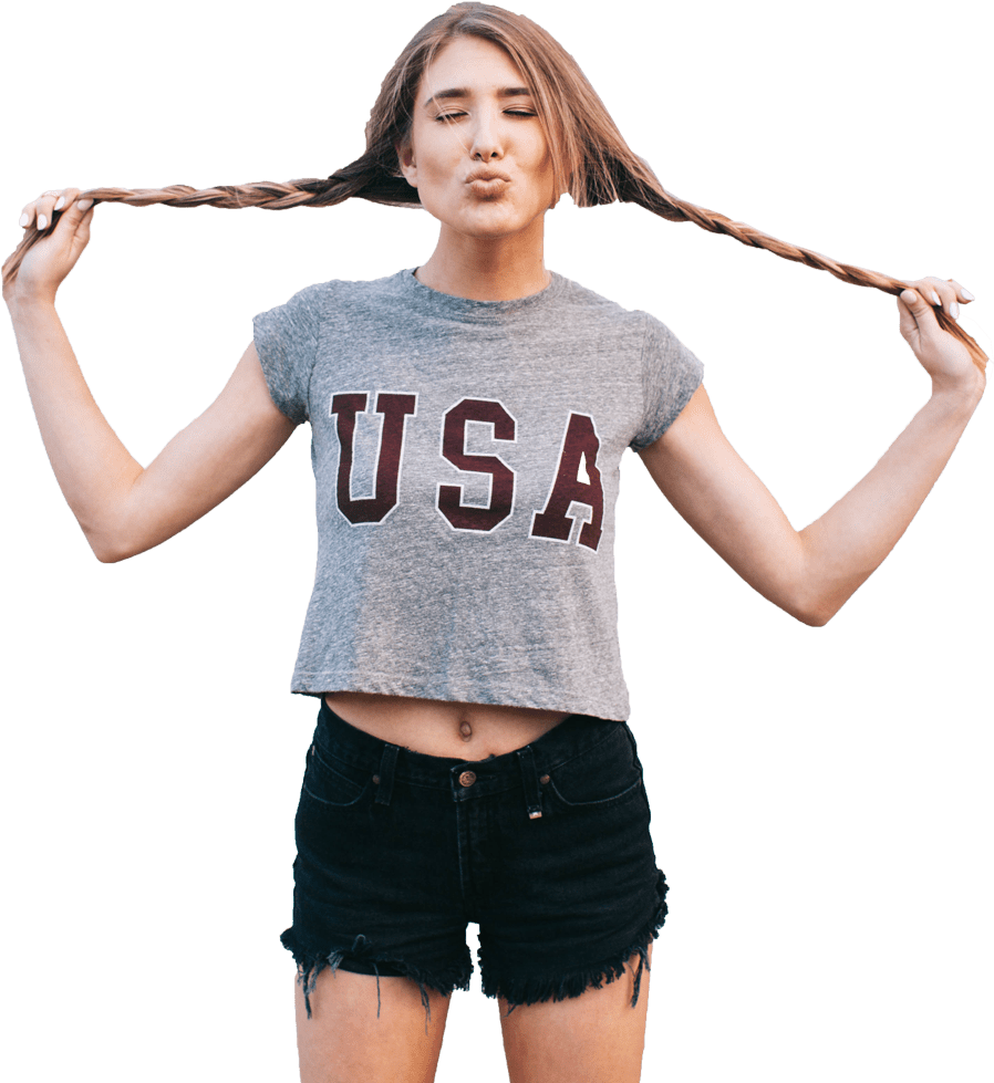 Girl Transparent - Wysięgnik Monopod Selfie Z Przyciskiem I Kablem Minijack (1000x1000), Png Download