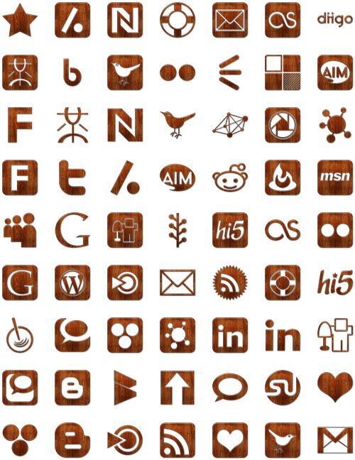 Wood Social Networking Icon Pack By Webtreatsetc - Social Media Icons (522x666), Png Download