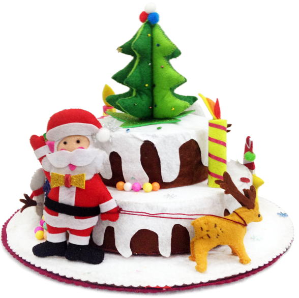 Felt Unique Christmas Cake - Christmas Cake (588x586), Png Download