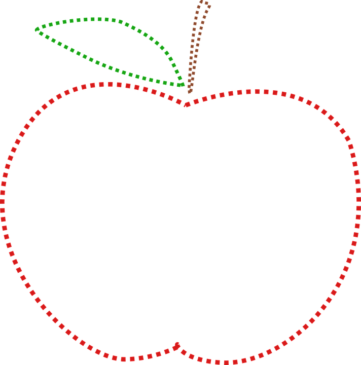 Apple Border Cliparts - Dotted Line Apple (712x720), Png Download