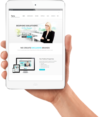 Ipad-hand - Web Design (347x409), Png Download