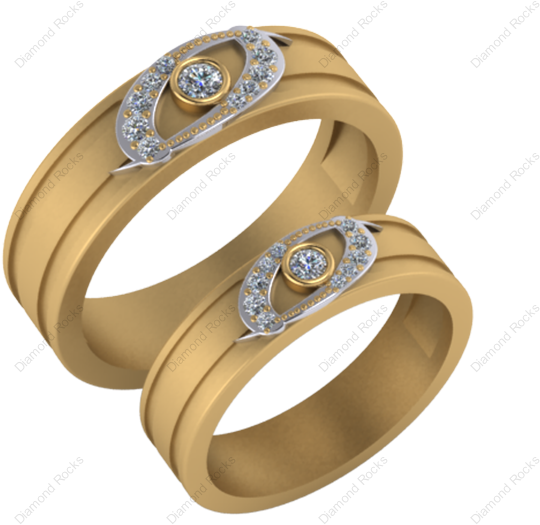 13cts Brilliant Diamond M/f Couple Band In 18k Yellow - Gold (600x600), Png Download