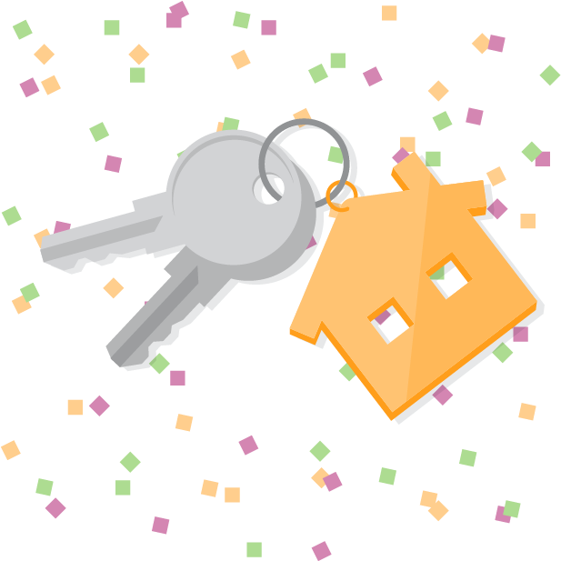 House Keys With New Year's Confetti In Background - New Year New Home (625x625), Png Download