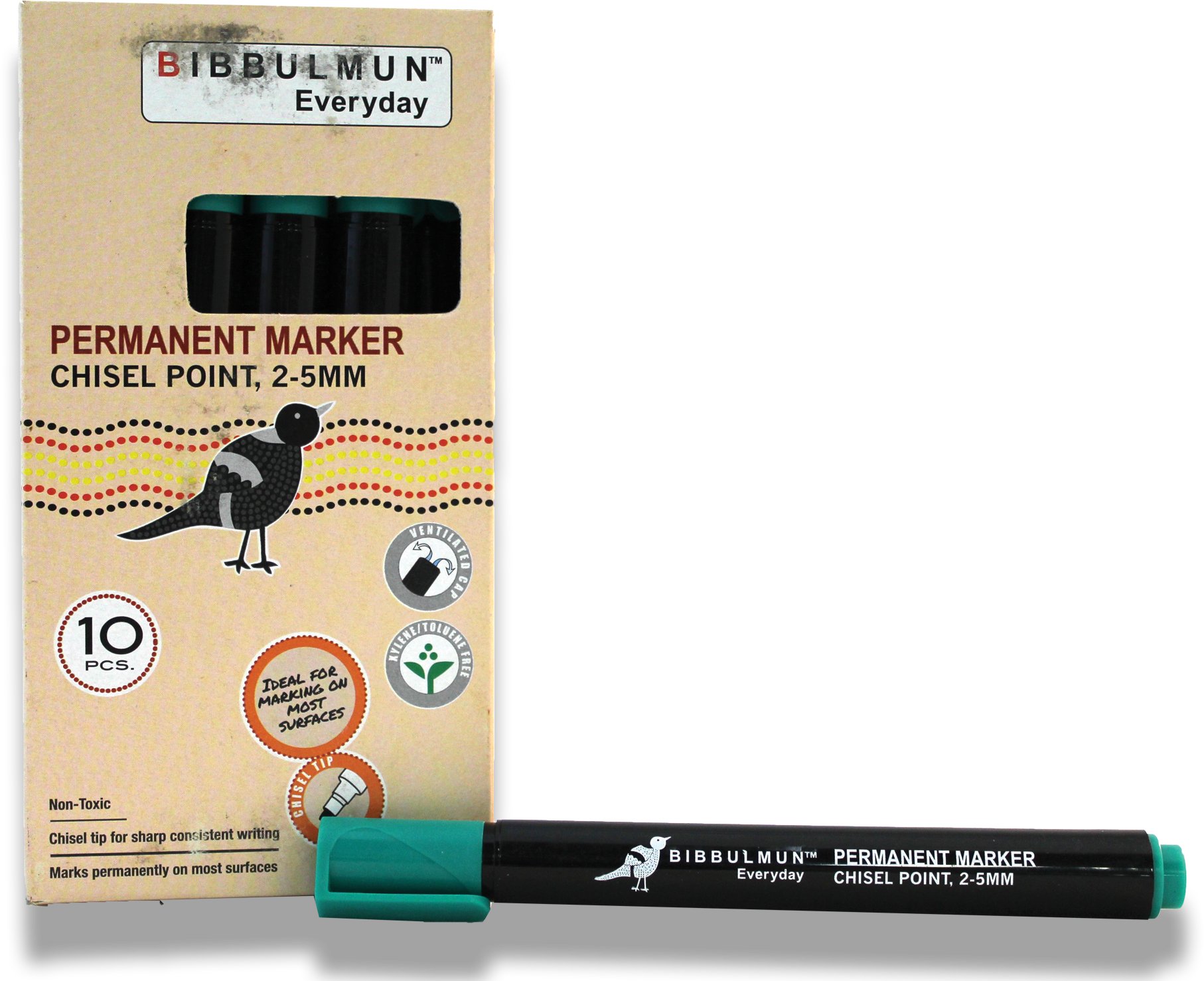 Permanent Marker Chisel Point 12-pack Green - Highlighter (2000x1564), Png Download