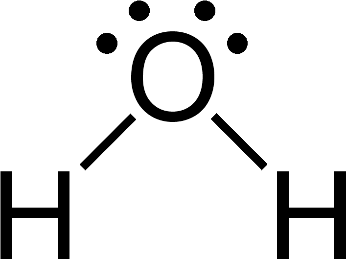 Water 2d Flat - Lewis Dot Water Molecule (806x628), Png Download