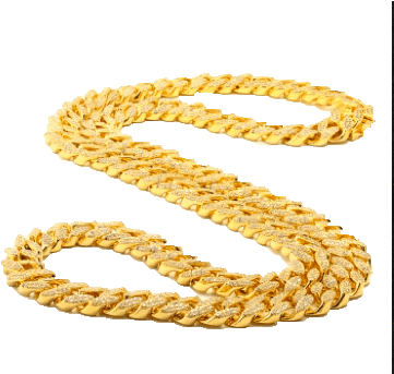 Cuban Curn Link - King Ice 14k Gold 15mm Cz Cuban Curb Chain 36" / 14k (371x342), Png Download