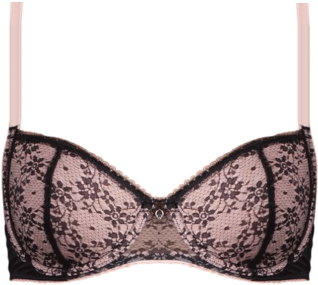 Contrast Lace Black & Pale Pink - Lace (480x444), Png Download