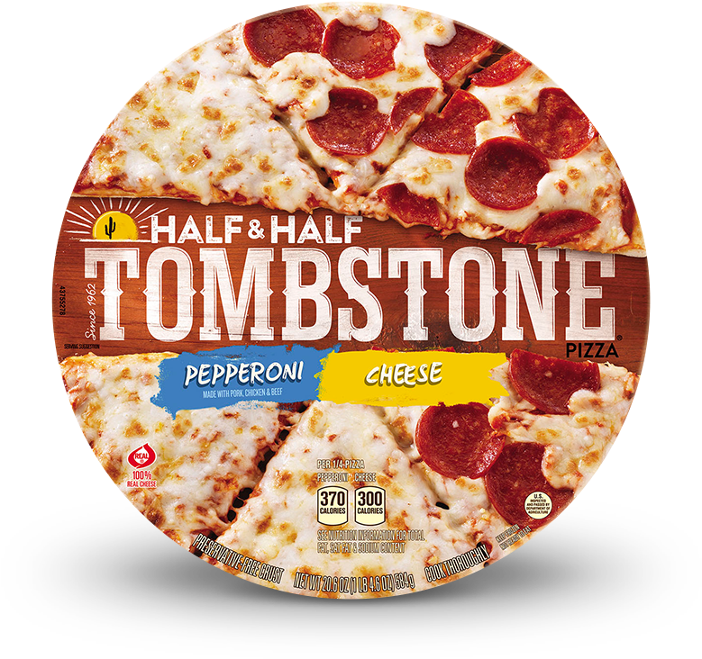 Tombstone Half & Half Pepperoni And Cheese Pizza - Tombstone Original Sausage & Mushroom Pizza 22 (780x779), Png Download