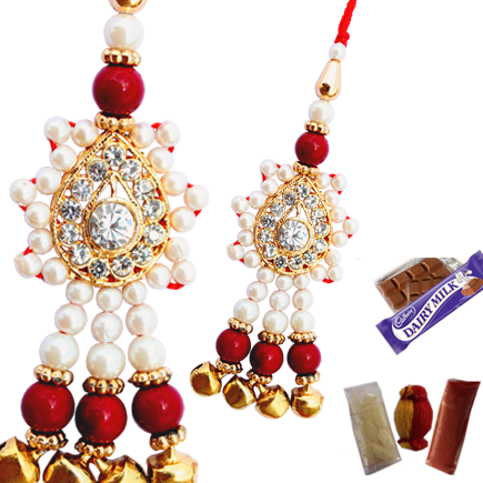 Marvelous Lumba Rakhi Made Of Diamond Pearl Stone - Rakhi Lumba (435x435), Png Download