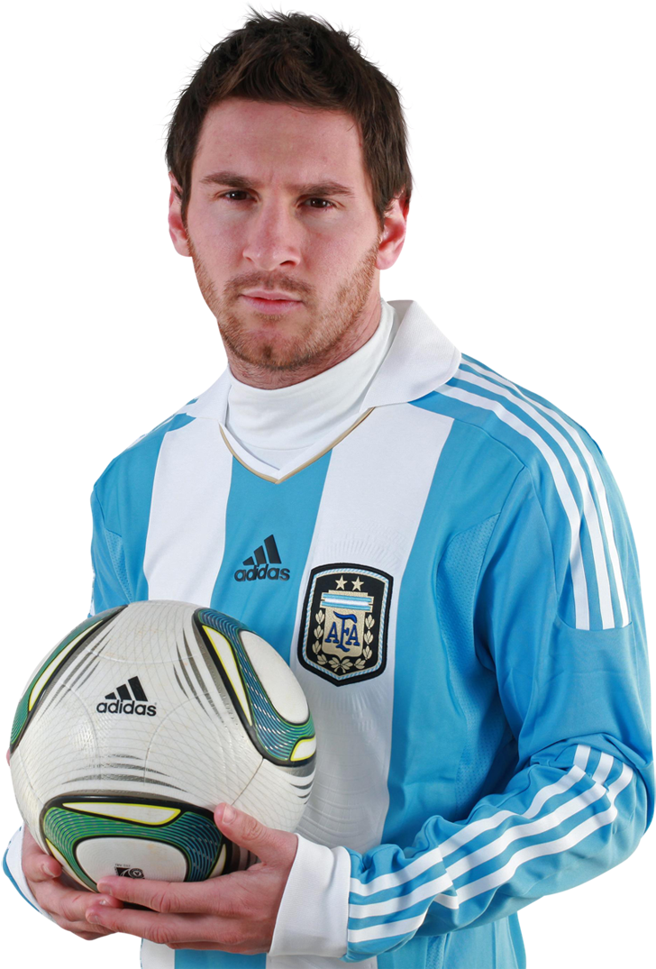 Lionel Messi Football Renders - Messi With Football Png (1027x1274), Png Download