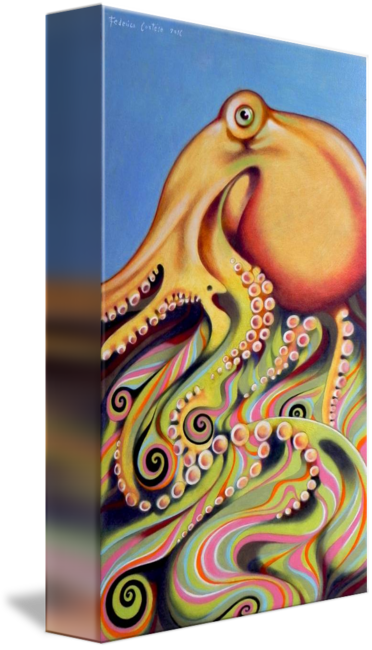 "psychedelic Octopus" By Federico Cortese - Canvas Print (372x650), Png Download