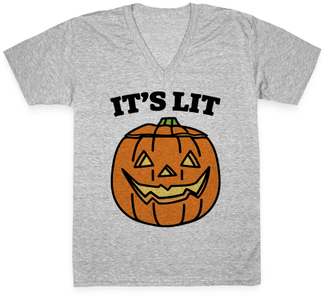 It's Lit Jack O' Lantern V-neck - It's Lit Jack O' Lantern Tote Bag: Funny Tote Bag From (484x484), Png Download