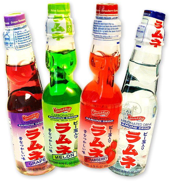 Ramune Assortment - Shirakiku Carbonated Ramune Drink, Strawberry - 6.76 (654x654), Png Download