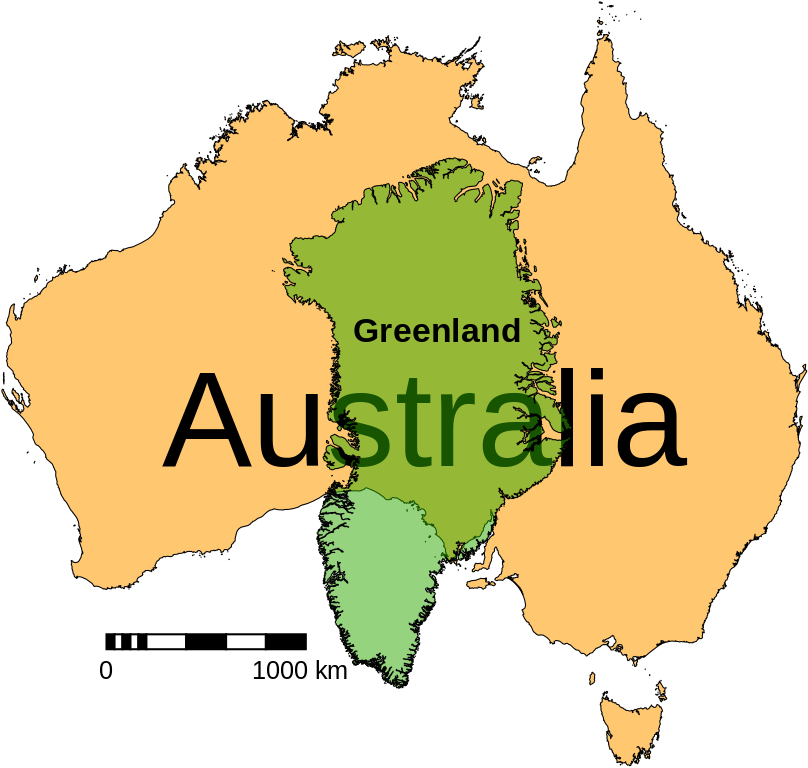 Australia Greenland Size Comparison - Greenland Australia Size Comparison (808x768), Png Download