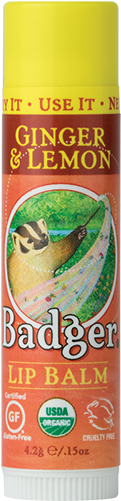 Ginger & Lemon Organic Lip Balm By Badger - Badger Burt's Bees Lip Shimmer Plum -- 0.09 Oz (pack (500x500), Png Download