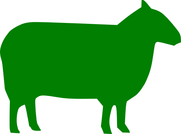 Sheep Clipart Green - Green Sheep Silhouette (600x444), Png Download