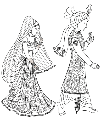 Working Illustration For Front Of Wedding Card - Illustration (528x554), Png Download