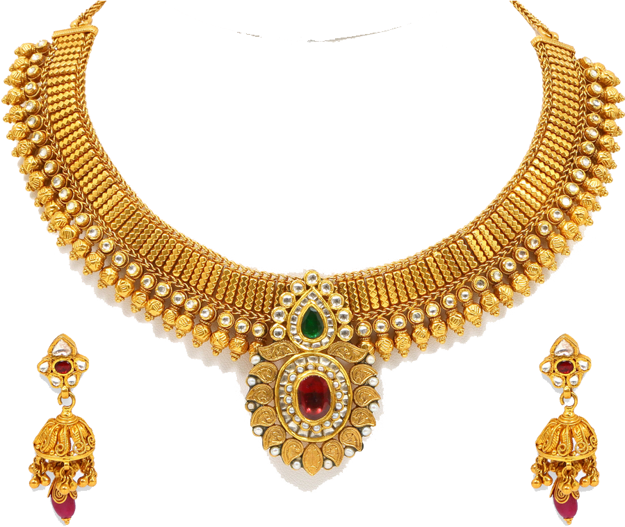 Graphic Royalty Free Stock Jewellery Mart - Gold Jewellery Necklaces Png (915x768), Png Download