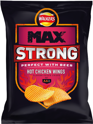 Hot Chicken Wings - Walkers Max Strong Hot Chicken Wings Crisps 150g (340x420), Png Download