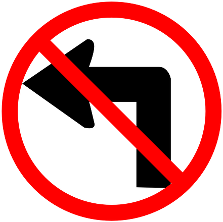 Please, No Left Turns - Sign No Left Turn (558x482), Png Download