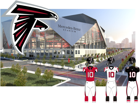 Atlanta Falcons Opponent Of The Tampa Bay Buccaneers - Mercedes Benz Stadium Mercedes Benz Superdome (463x334), Png Download