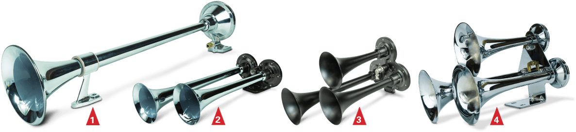 Choose From Three Different Horn Styles - Pacbrake Hp10234 Basic Large Single Air Horn Kit (1200x285), Png Download