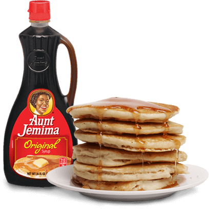 Syrup Sub - Aunt Jemima Syrup And Pancakes (408x407), Png Download
