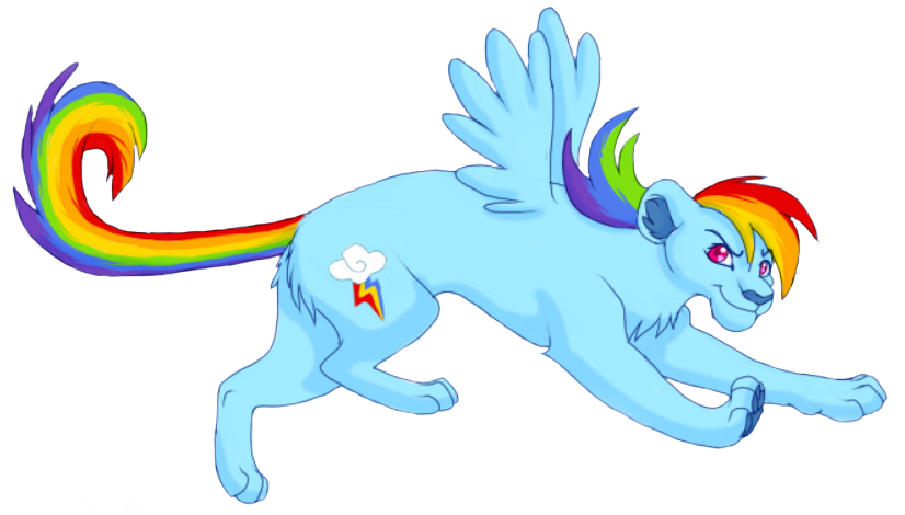Transparent Rainbow Lion - Rainbow Dash Cartoon (826x470), Png Download
