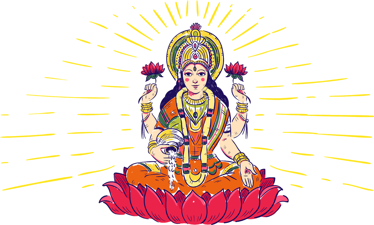 Indian God Lakshmidevi - Lakshmi (1600x1040), Png Download
