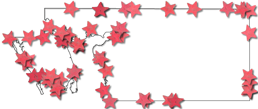 A Map Of Charlotte With A Thin Black Outline, Inner - Stars Frame Red Png (1024x435), Png Download