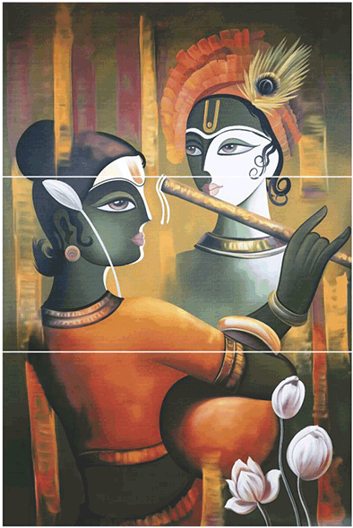 Krishnan Canvas Painting - Art Cladding In Stone (600x600), Png Download