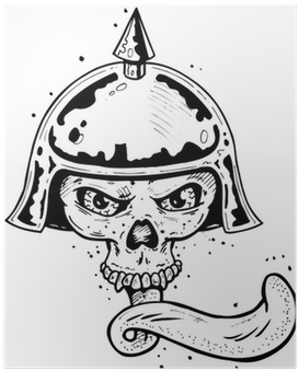 Punk Tattoo Style Skull With Helmet And Long Tongue - Punk Tattoo (400x400), Png Download