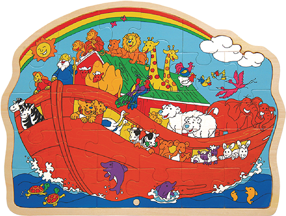 Noah's Ark Shaped Tray Puzzle - Fun Jigsaw Wooden Puzzle Noahs Ark Design - Suitable (600x600), Png Download
