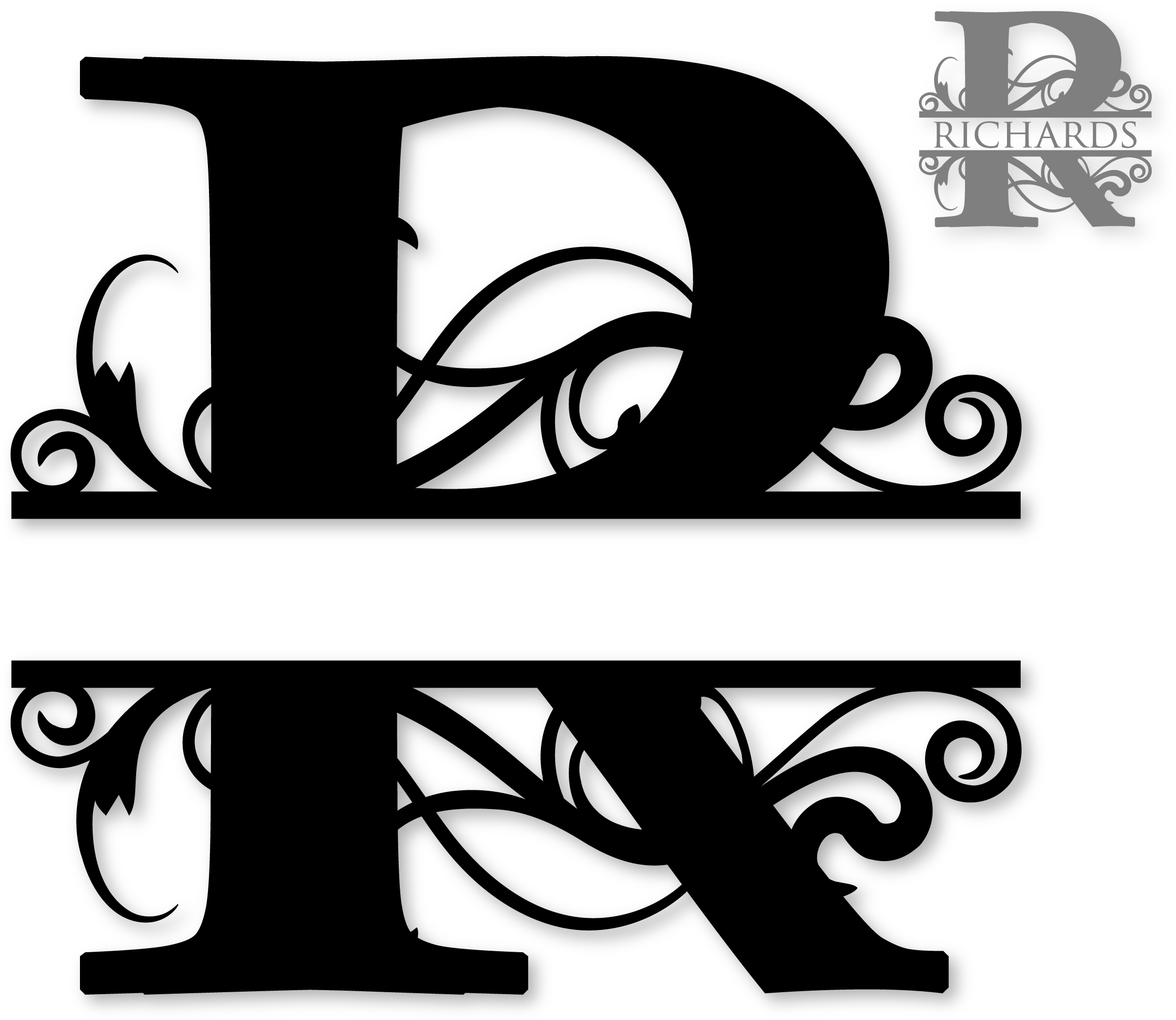 R Split Monogram Sds R Split Monogram [] - Split Letter Monogram R (2345x2034), Png Download