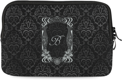 Black Grey Damasks Frame Monogram Initial Ipad Mini - Custom Black Grey Damasks Frame 5'x7'area Rug (500x500), Png Download