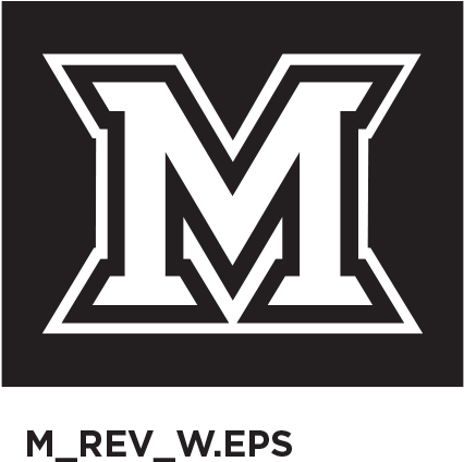 White Beveled-m With A Black And White Border On A - Miami University Black And White (445x438), Png Download