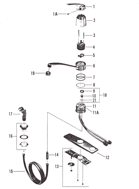 Repair Parts For American Standard S Aquarian Kitchen - American Standard 4201 Faucet Parts (472x655), Png Download