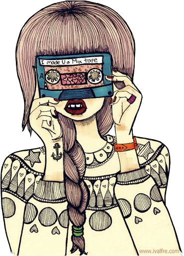 Vintage Girl Png - Girl Drawing We Heart (500x514), Png Download