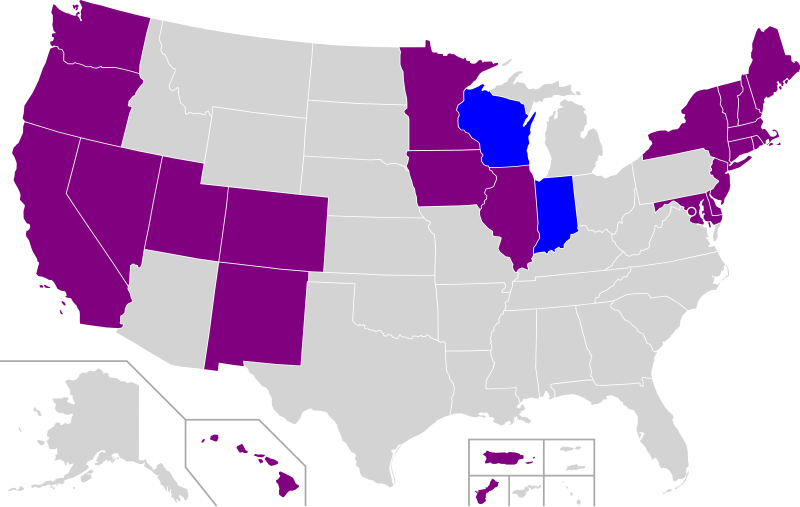 Blue Map Of United States (800x507), Png Download