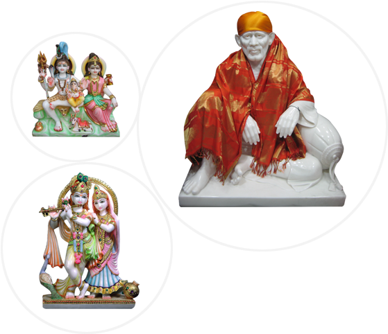 Omsai Art - Krishna Radha Statue (570x500), Png Download