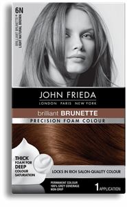 Front - John Frieda Foam Hair Color Brown (185x300), Png Download