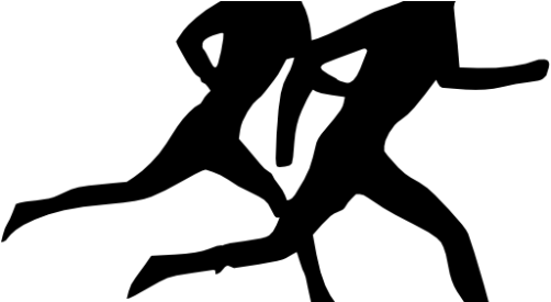 Athletics Running Image Black And White (586x274), Png Download