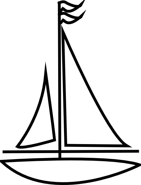 Yacht Clipart Large Sailboat - Line Art Sailboat (456x597), Png Download