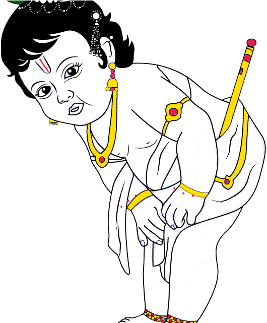 Bhajan Everyday, Unchavrathy - Krishna Images Line Art (597x640), Png Download